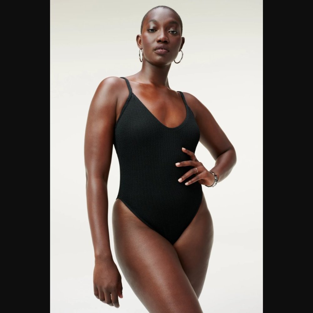 Good American Classic Black One Piece Swimsuit